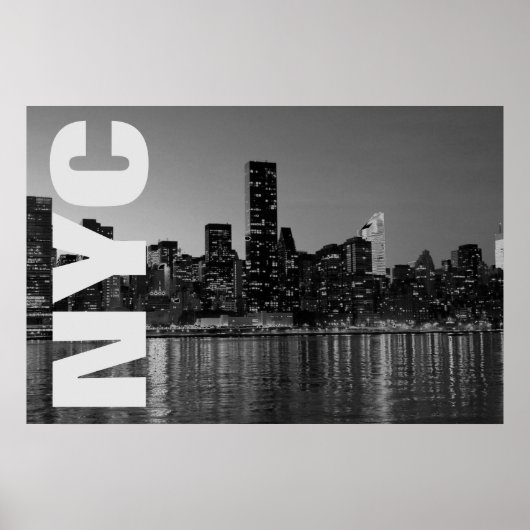 NYC New York City Manhattan Night Schwarz-weiß Poster (Vorne)
