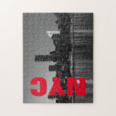 NYC New York City Manhattan Night Schwarz-weiß Puzzle (Vertikal)