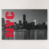 NYC New York City Manhattan Night Schwarz-weiß Puzzle (Horizontal)