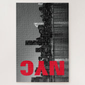 NYC New York City Manhattan Night Schwarz-weiß Puzzle (Vertikal)