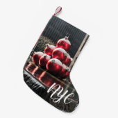 NYC New York City Red Christmas Balls Fotain Kleiner Weihnachtsstrumpf (Vorderansicht (hängend))