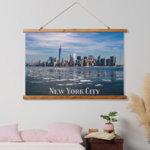 NYC - New York City Skyline Schöner Big Apple Wandteppich Mit Holzrahmen