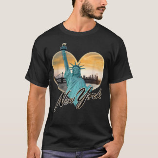 NYC New York City Skyline Souvenir Statue Liber T-Shirt