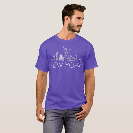 NYC New York City Skylines Statue der Freiheit T-Shirt (Vorne ganz)
