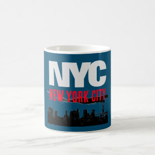 NYC New York City USA Retro Vintag Blue Kaffeetasse