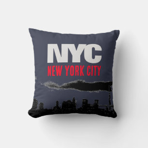 NYC New York City USA Retro Vintag Navy Blue Kissen