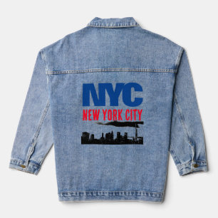 NYC New York City USA Retro Vintage Marineblau Jeansjacke