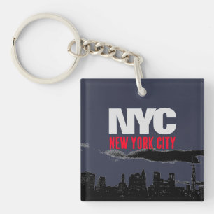NYC New York City USA Retro Vintage Marineblau Schlüsselanhänger