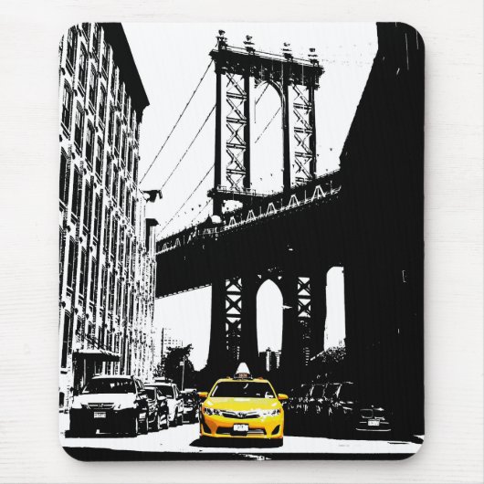 Nyc New York City Yellow Taxi Brooklyn Bridge Mousepad (Vorne)