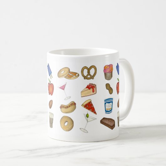 NYC New York Feinschmecker Pizza Bagel Pretzel Che Kaffeetasse (VorderseiteRechts)