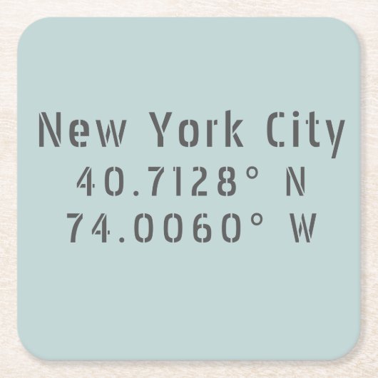 NYC New York Latitude Longitude Rechteckiger Pappuntersetzer (Vorderseite)