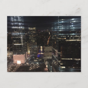 NYC New York Night Lower Manhattan Lights Postcard Postkarte