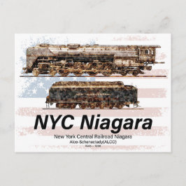 NYC Niagara Steam Locomotive Profile American flag Postkarte