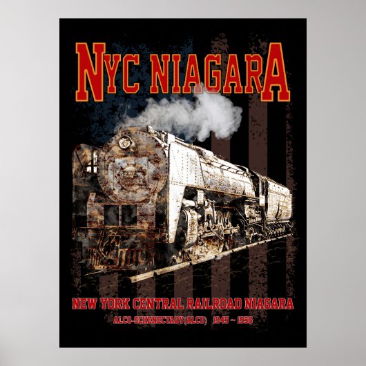 NYC Niagara Steam Locomotive with American flag Poster (Vorne)