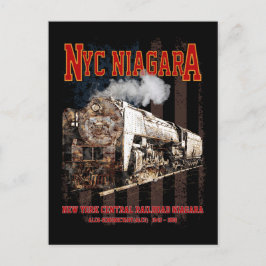 NYC Niagara Steam Locomotive with American flag Postkarte