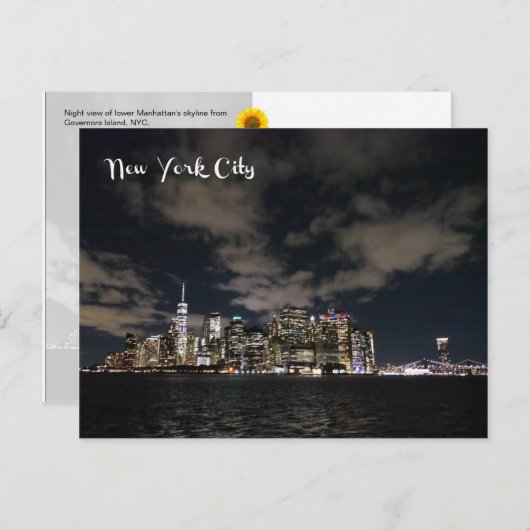 NYC Night Skyline - H Postkarte (Vorne/Hinten)