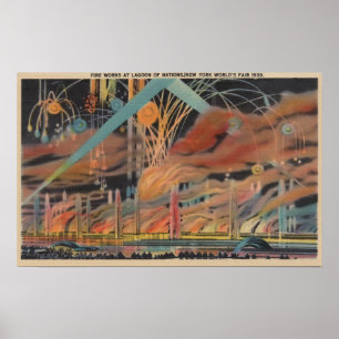 NYC, NY - Feuerwerke in Lagoon of Nations Worlds Poster