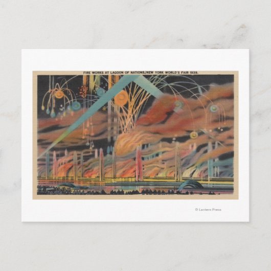 NYC, NY - Feuerwerke in Lagoon of Nations Worlds Postkarte (Vorderseite)