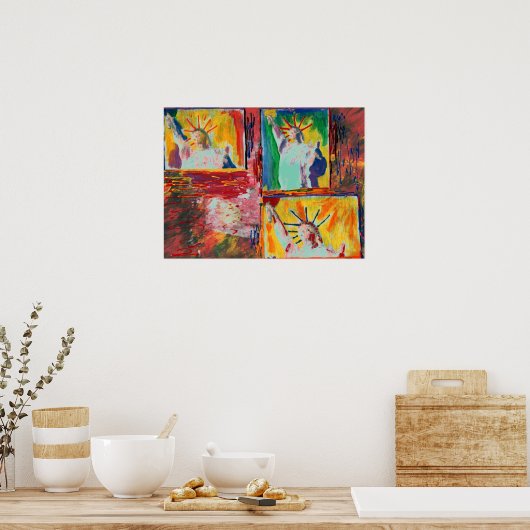 NYC Original Malerei 9-11 Statue der Freiheit Poster (Küche)