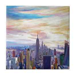 NYC Panorama mit Chrysler und Reich-Staat Fliese