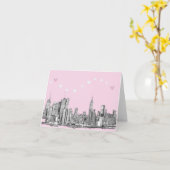 NYC pink hearts Karte (Gelbe Blume)