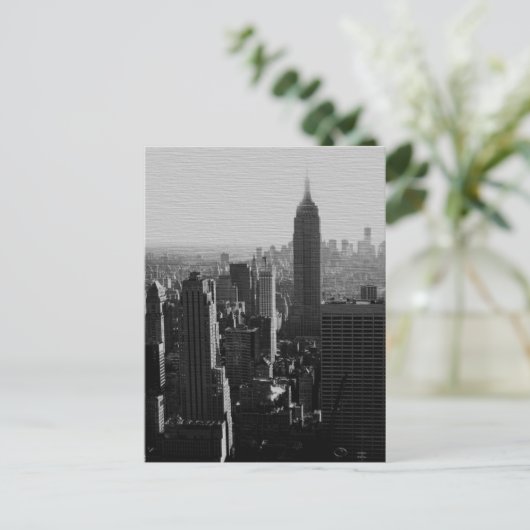 NYC Postcard, Schwarz-Weiß-Holzeffekt Postkarte (Stehend Vorderseite)