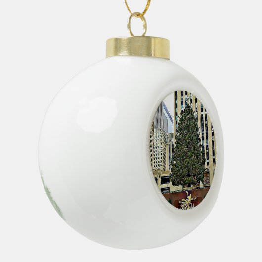 NYC Rockefeller Baum-Skaten-Eisbahnen-Weihnachten Keramik Kugel-Ornament (Links)