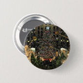 NYC Rockefeller Center Xmas Tree Falling Snow Button (Vorne & Hinten)