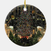 NYC Rockefeller Center Xmas Tree Falling Snow Keramikornament (Hinten)