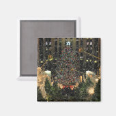 NYC Rockefeller Center Xmas Tree Falling Snow Magnet (Vorderseite/Rückseite)
