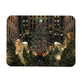 NYC Rockefeller Center Xmas Tree Falling Snow Magnet (Horizontal)