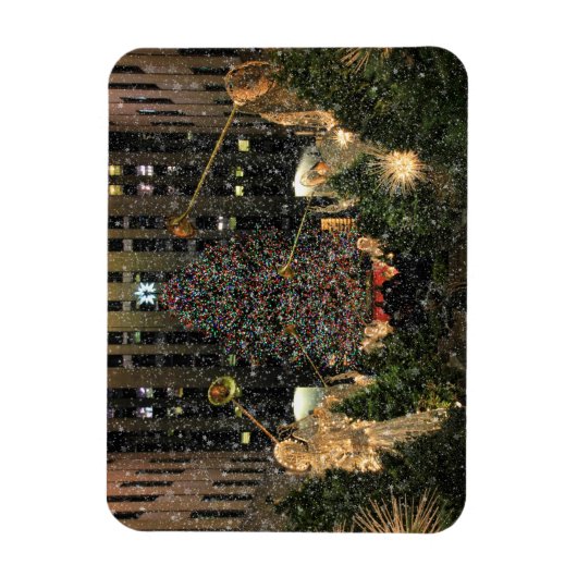 NYC Rockefeller Center Xmas Tree Falling Snow Magnet (Vertikal)