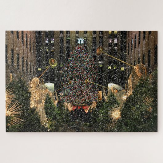 NYC Rockefeller Center Xmas Tree Falling Snow Puzzle (Horizontal)