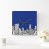 NYC rosa royblau Quadratische Wanduhr (Zuhause)