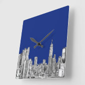 NYC rosa royblau Quadratische Wanduhr (Winkel)