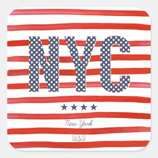 NYC | Rot, Weiß und Blau Quadratischer Aufkleber (Vorderseite)