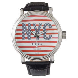 NYC   Rot-, weißer u. Blauerentwurf Armbanduhr