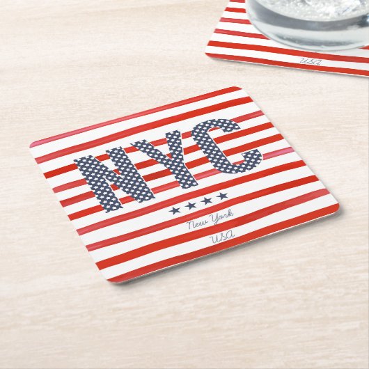 NYC | Rot-, weißer u. Blauerentwurf Rechteckiger Pappuntersetzer (angewinkelt)