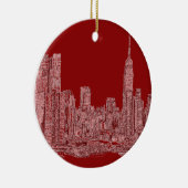 NYC Rotgraphik Keramikornament (Rechts)