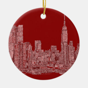 NYC Rotgraphik Keramikornament