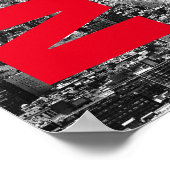 NYC Schwarz-weiß Red New York City Skyline Poster (Ecke)