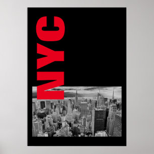 NYC Schwarz Weiß Rot Vintage Manhattan Poster