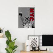 NYC Schwarz-weiße Freiheitskunstfotografie Poster (Heimbüro)