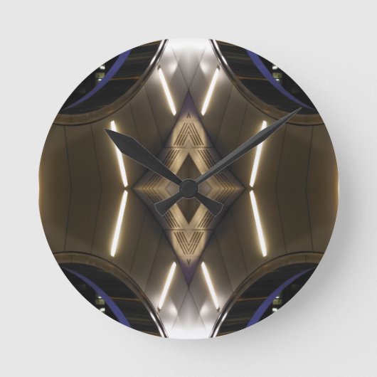 NYC Sehenswürdigkeiten Futuristische, ungewöhnlich Runde Wanduhr (Vorderseite)