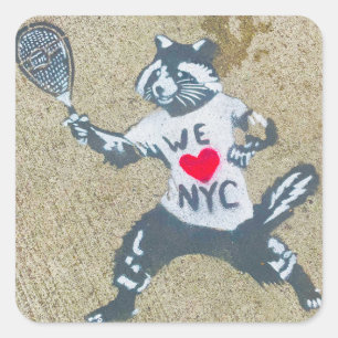 NYC Sidewalk Graffiti Tennis Quadratischer Aufkleber