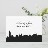 NYC Silhouette DIY BG Color Save the Date Wh2 (Stehend Vorderseite)