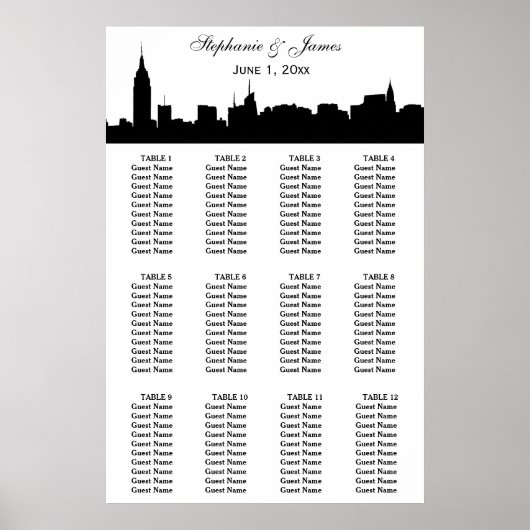 NYC Silhouette DIY BG Farbsitzdiagramm Poster (Vorne)