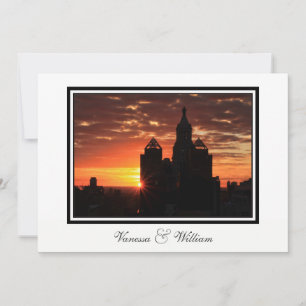 NYC-Silhouette Sonnenaufgang Hochzeits-Einladung Einladung