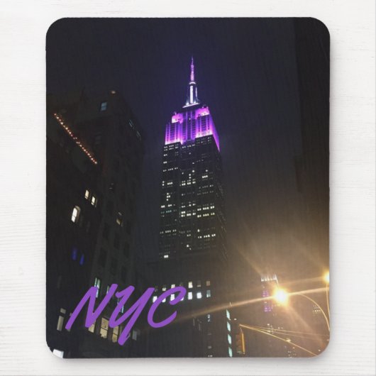 NYC Skycraper Lila Empire State Gebäude Night Mousepad (Vorne)