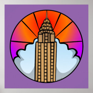 NYC Skycraper Stached Glass Poster